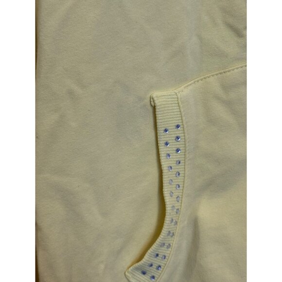 BCBG Yellow Hoodie Women’s Large Rhinestone Detail Full Zip Hooded Sweatshirt - Picture 7 of 7